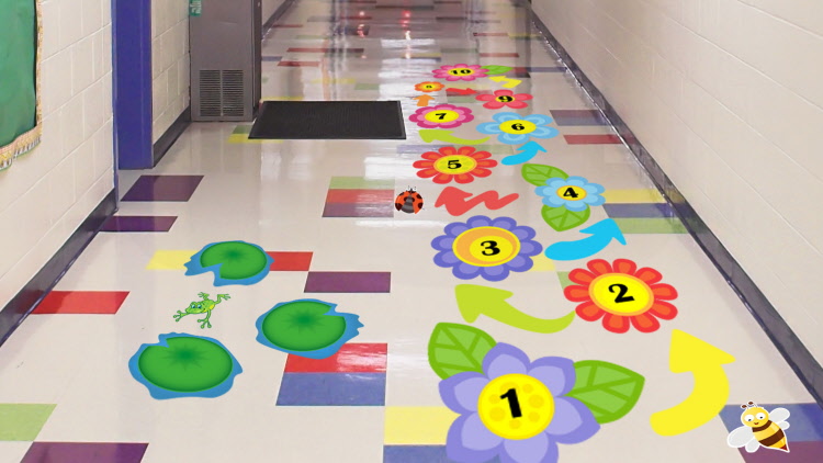 Sensory Path Hallway Floor School Decal Stickers Feet Hands Stretch